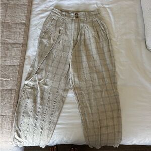 Madewell Women’s Light Khaki Plaid Chinos High Waisted